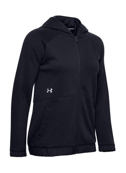 Under Armour Women's Black / White Hustle Full-Zip Hooded Sweatshirt