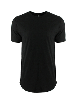 Next Level Men's Black Cotton Long Body Crew T-Shirt