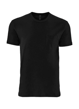 Next Level Men's Black Unisex Pocket Crew T-Shirt