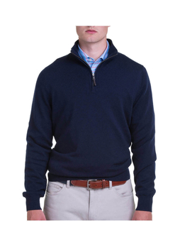 Fairway and Greene Men's Navy Baruffa Quarter-Zip Windsweater