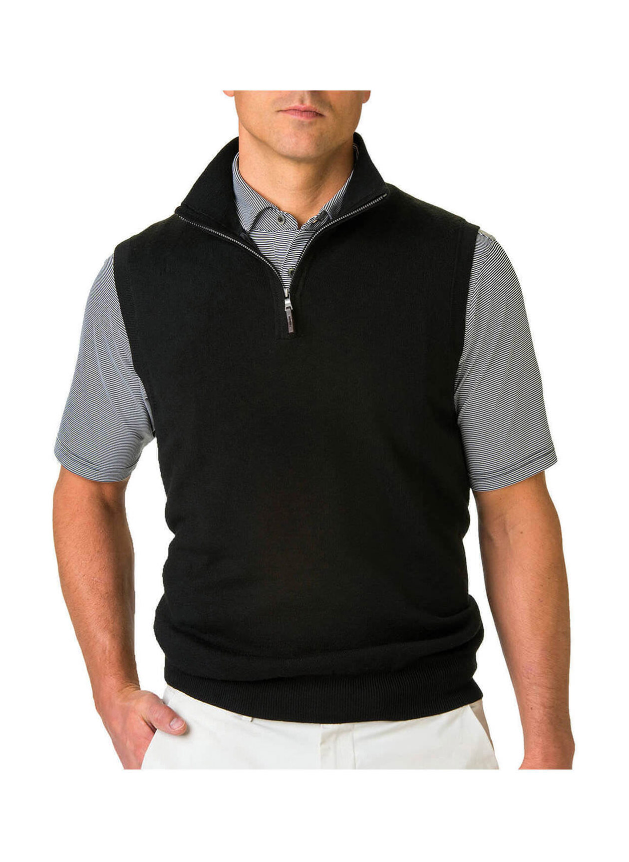 Fairway and Greene Men's Black Baruffa Quarter-Zip Windvest