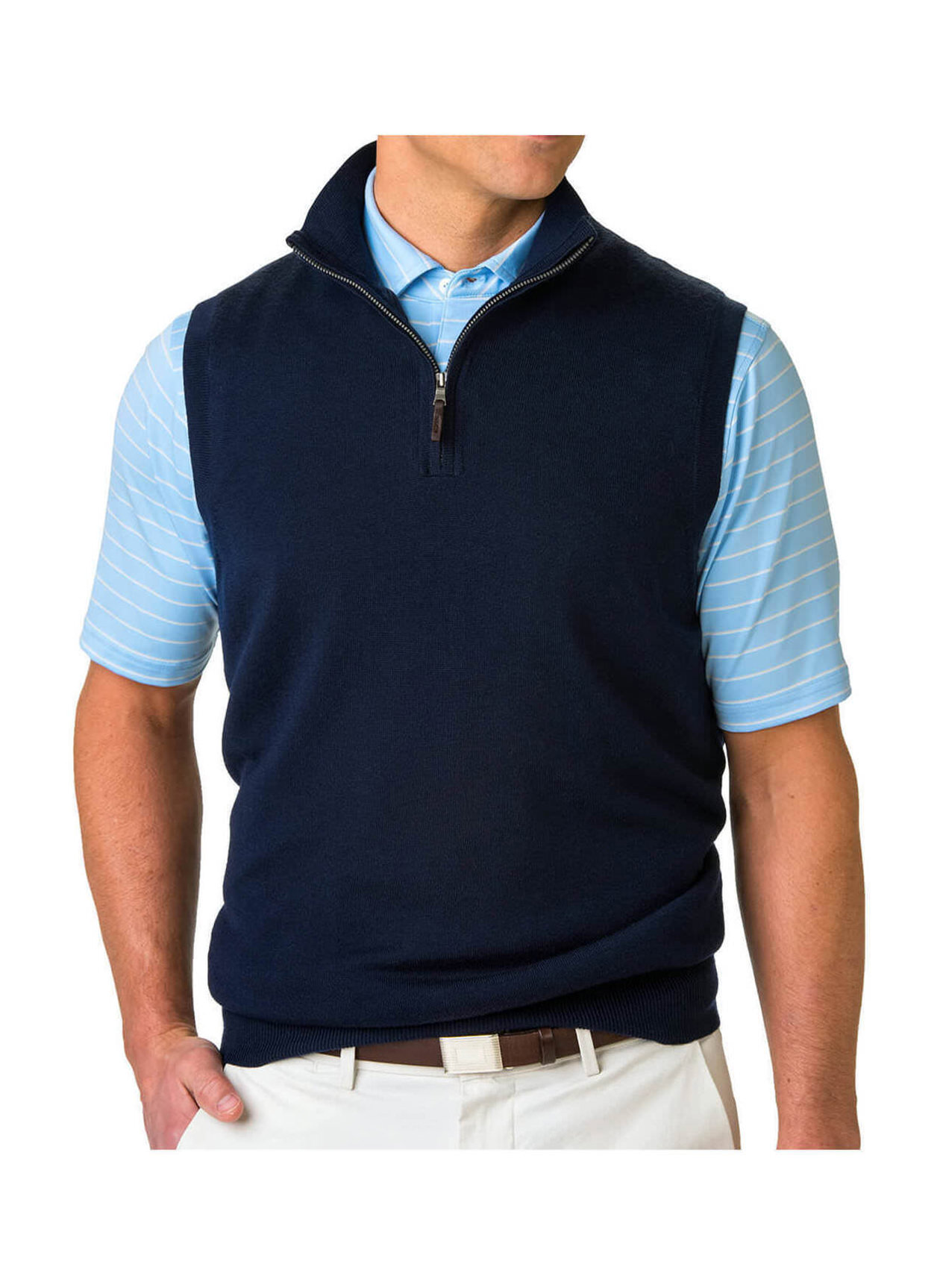 Fairway and Greene Men's Navy Baruffa Quarter-Zip Windvest