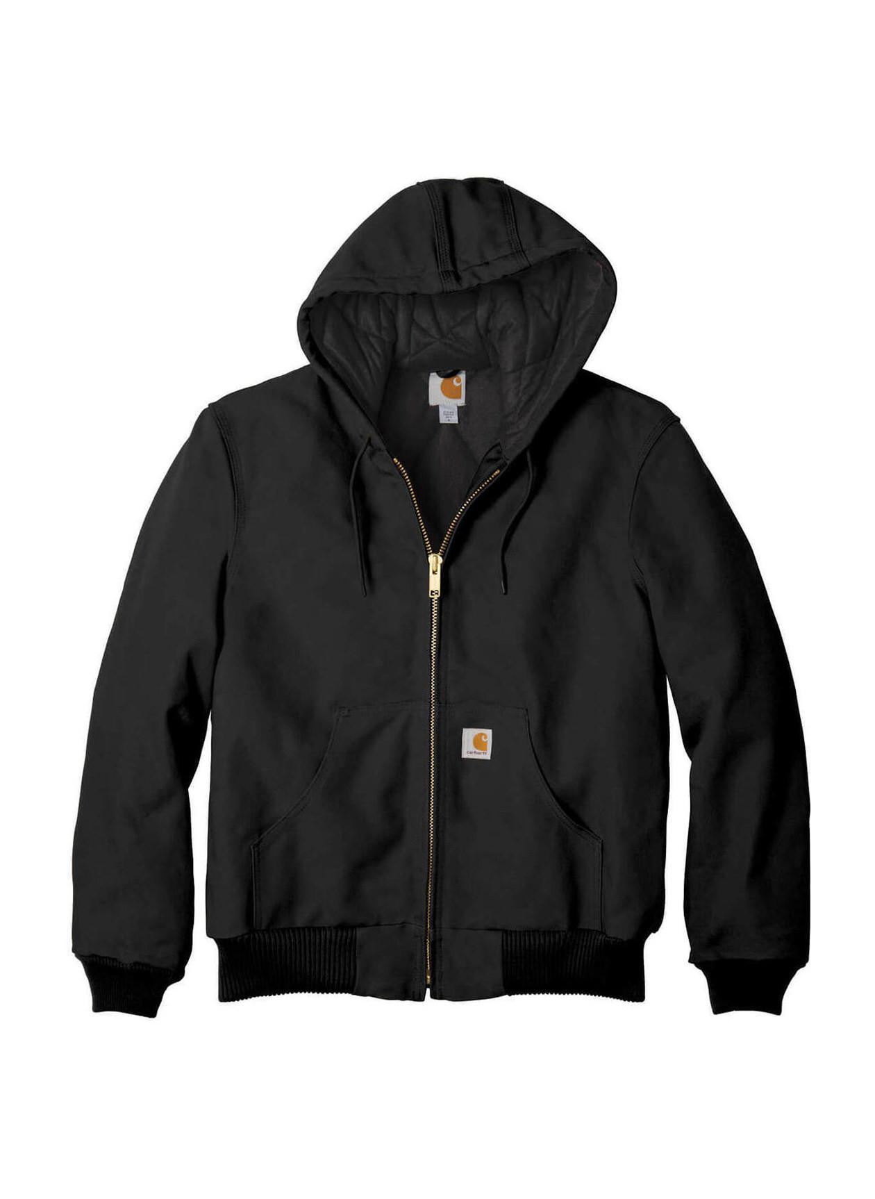 Carhartt Men's Black Quilted-Flannel-Lined Duck Active Jacket