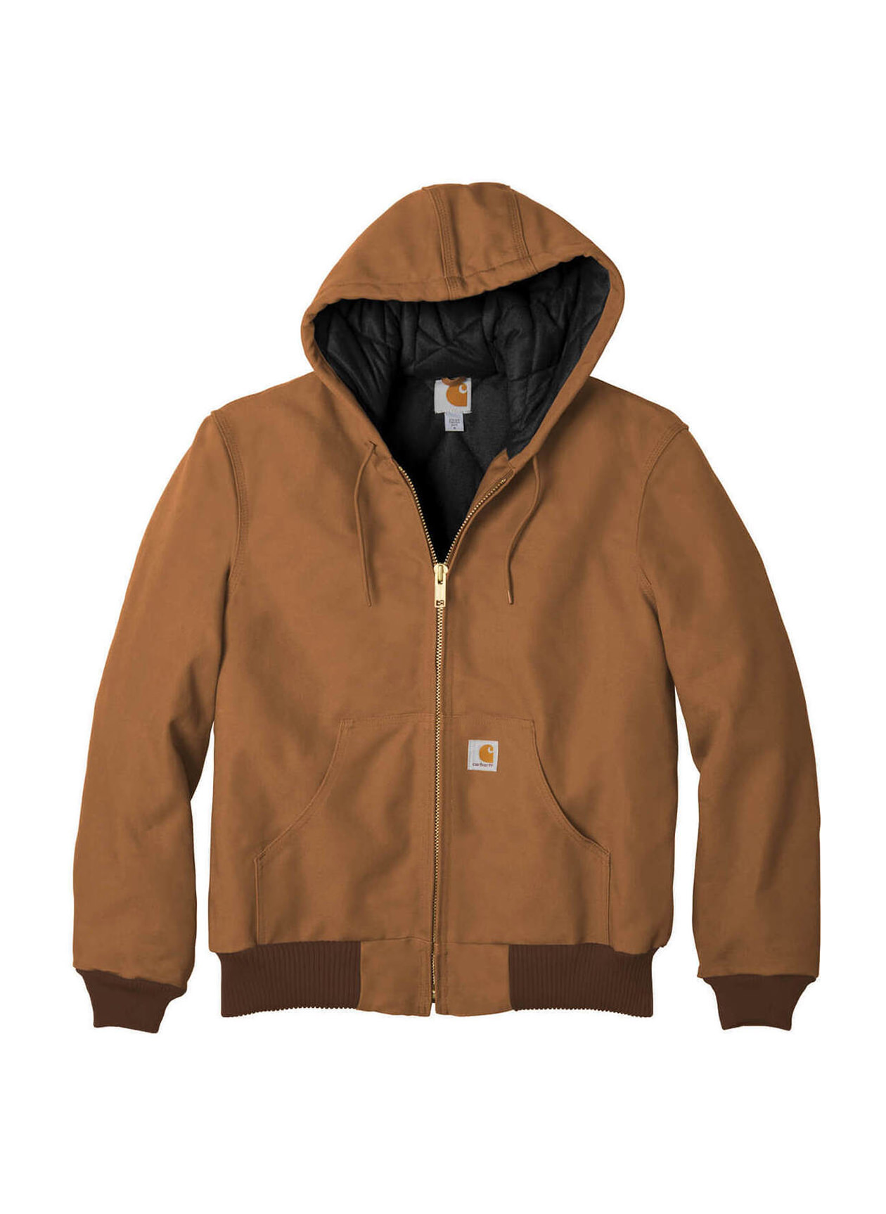 Carhartt Men's Brown Quilted-Flannel-Lined Duck Active Jacket