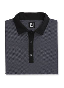 FootJoy Men's Black ProDry Performance Stretch Lisle Check Print Polo