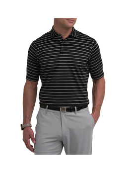 Fairway and Greene Men's Mens Black Faxon Stripe Polo Faireway & Greene  Faxon Stripe Polo