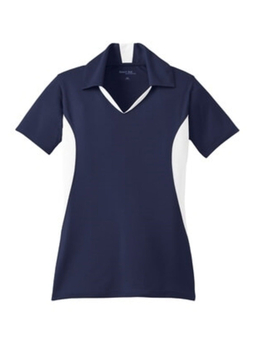 SPORT-TEK Women's True Navy / White Side Blocked Micropique Sport-Wick Polo