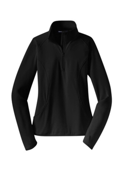 SPORT-TEK Women's Black Sport-Wick Stretch Half-Zip