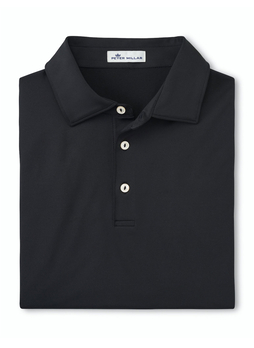 Peter Millar Men's Black Solid Performance Polo - Self Collar