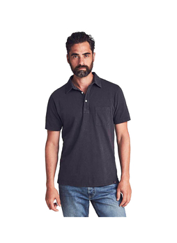 Faherty Men's Washed Black Sunwashed Polo