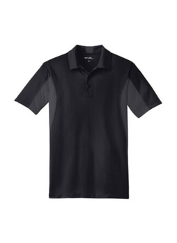 SPORT-TEK Men's Black / Iron Grey Side Blocked Micropique Sport-Wick Polo