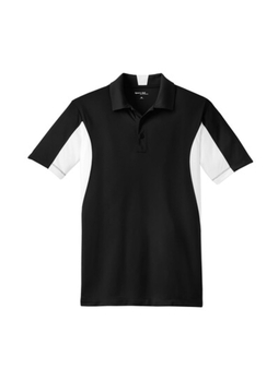 SPORT-TEK Men's Black / White Side Blocked Micropique Sport-Wick Polo