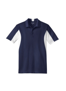 SPORT-TEK Men's True Navy / White Side Blocked Micropique Sport-Wick Polo