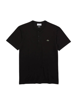 Lacoste Men's Black Henley Neck Pima Cotton Jersey T-shirt